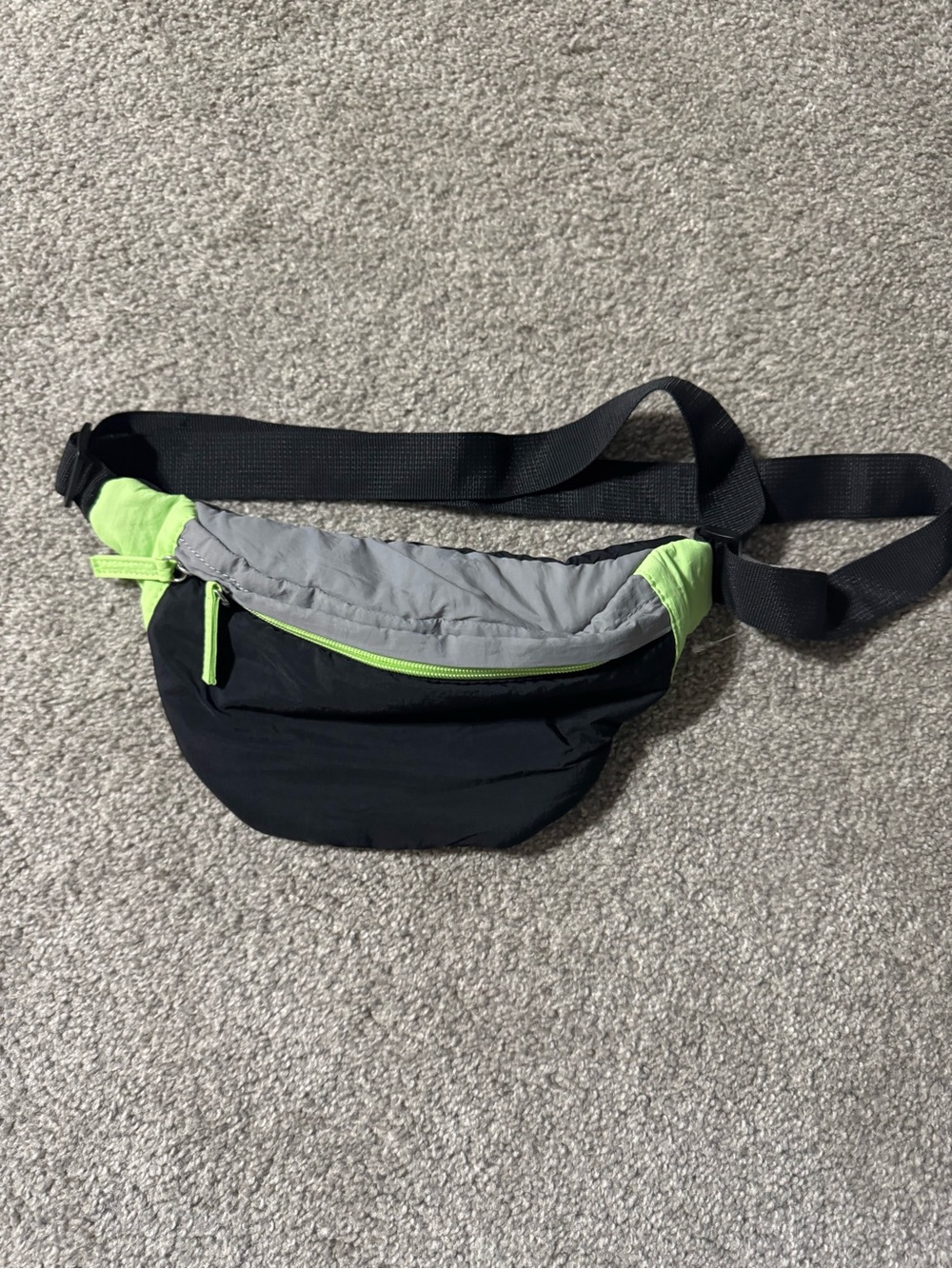Man Black & Light Gray Waist Pack with Lime Accents
